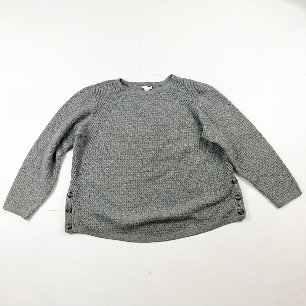 J Jill Gray Textured Sweater With Size Buttons Size Large